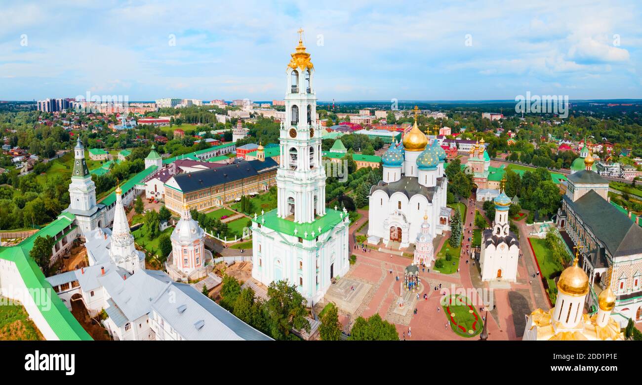 Saint-Sergius Trinity Monastère de Lavra vue panoramique aérienne dans la ville de Sergiyev Posad, anneau d'or de Russie Banque D'Images