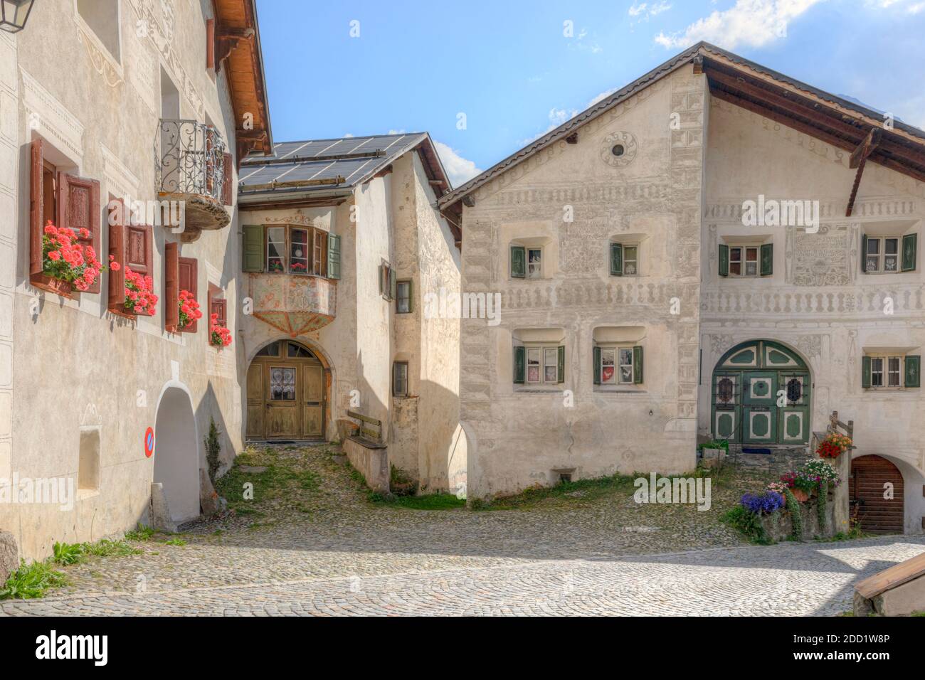 Guarda, Scuol, Basse-Engadine, Grisons, Suisse, Europe Banque D'Images