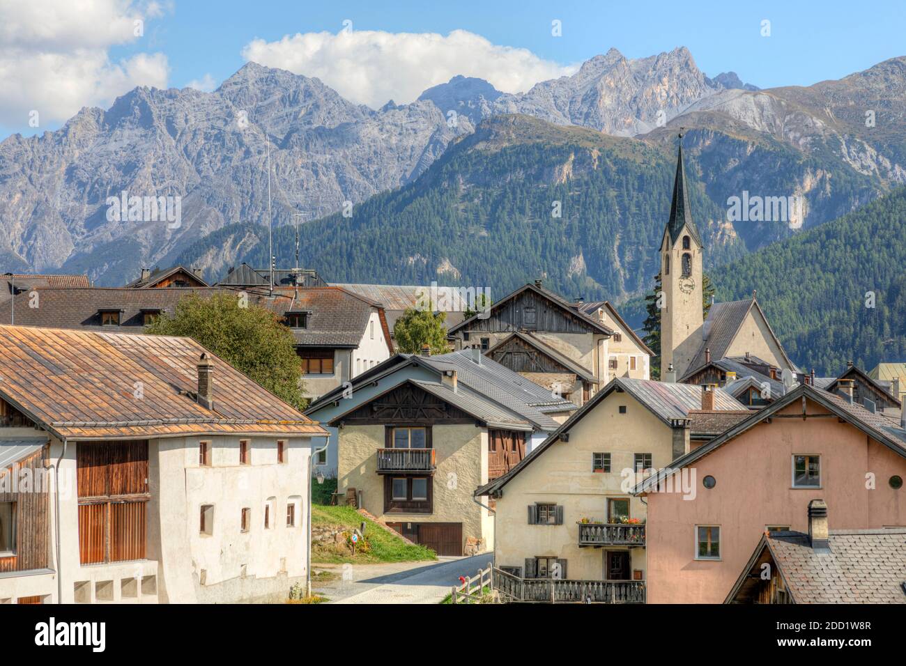 Guarda, Scuol, Basse-Engadine, Grisons, Suisse, Europe Banque D'Images