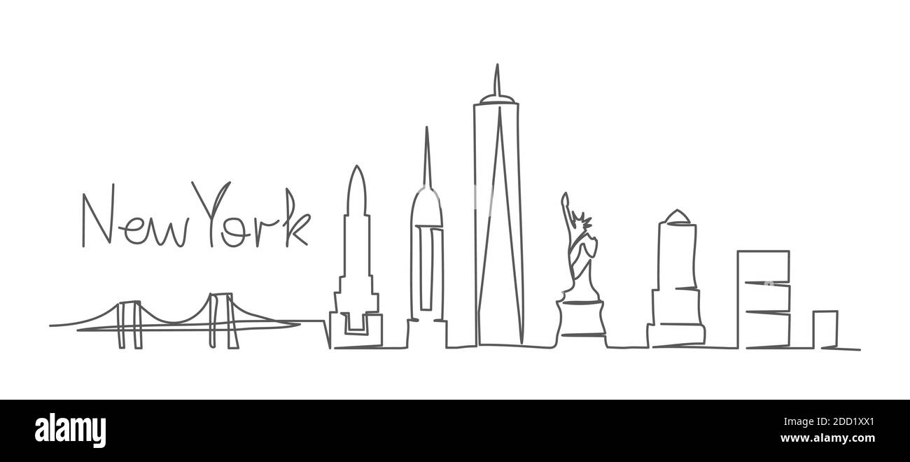 New York une ligne dessin New York illustration en ligne style sur fond blanc Illustration de Vecteur