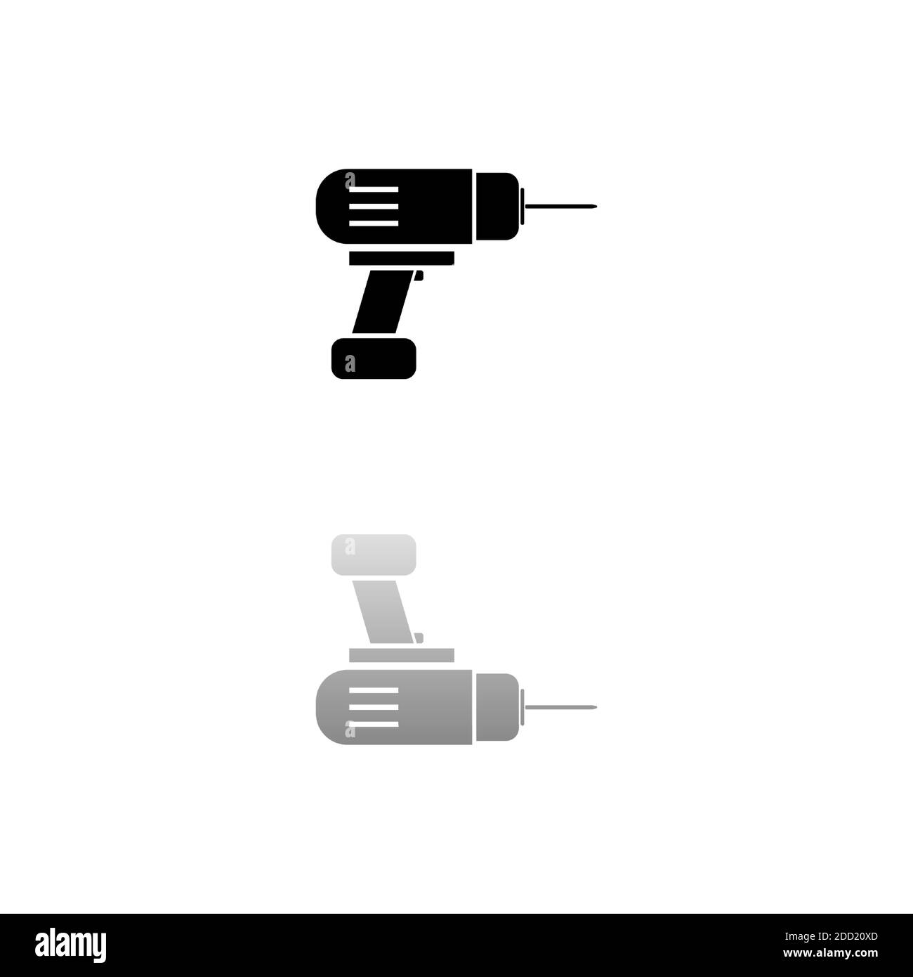 Percer. Symbole noir sur fond blanc. Illustration simple. Icône vecteur plat. Ombre de réflexion miroir. Peut être utilisé dans logo, Web, mobile et UI UX p Illustration de Vecteur