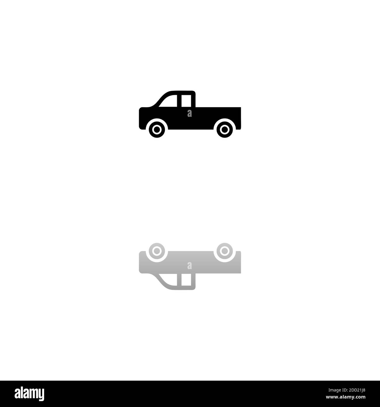 Camionnette. Symbole noir sur fond blanc. Illustration simple. Icône vecteur plat. Ombre de réflexion miroir. Peut être utilisé dans le logo, le Web, le mobile et Illustration de Vecteur