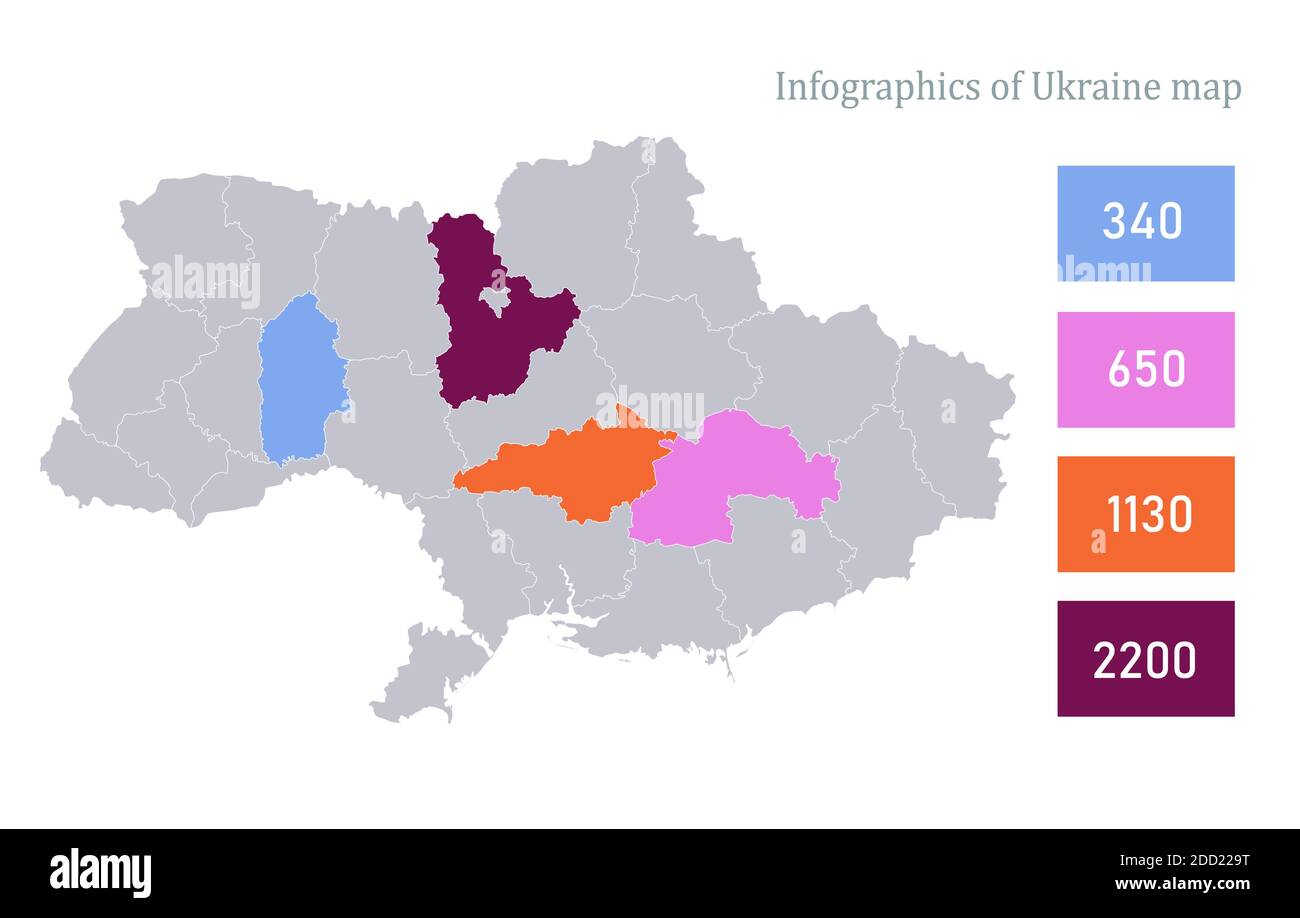 Infographies de la carte de l'Ukraine, vecteur de régions individuelles Illustration de Vecteur