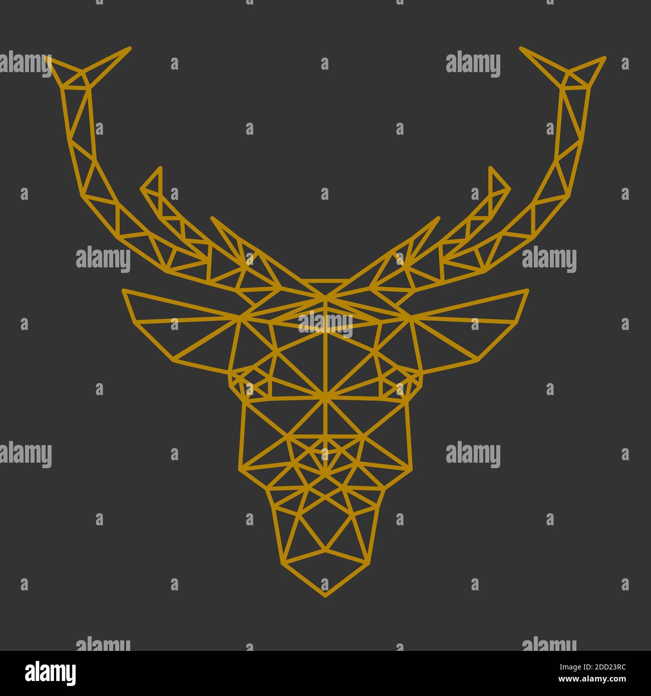 illustration vectorielle de la vue avant du renne ou de la tête de cerf géométrique Illustration de Vecteur