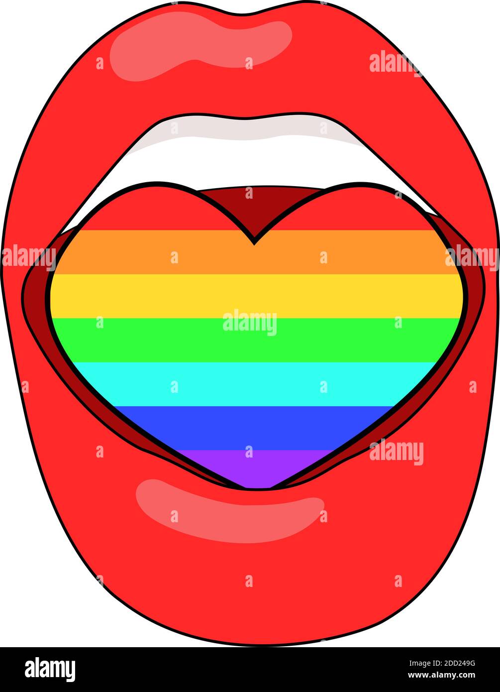 Lèvres avec coeur arc-en-ciel est illustration vectorielle. Illustration de Vecteur