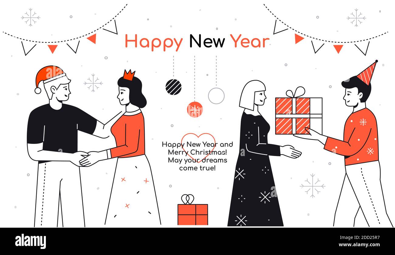 Bonne année - illustration de style plat Illustration de Vecteur