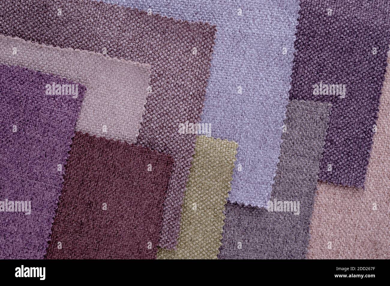 Collection de textiles lumineux de jute d'échantillons. Tissu multicolore texture background. Banque D'Images