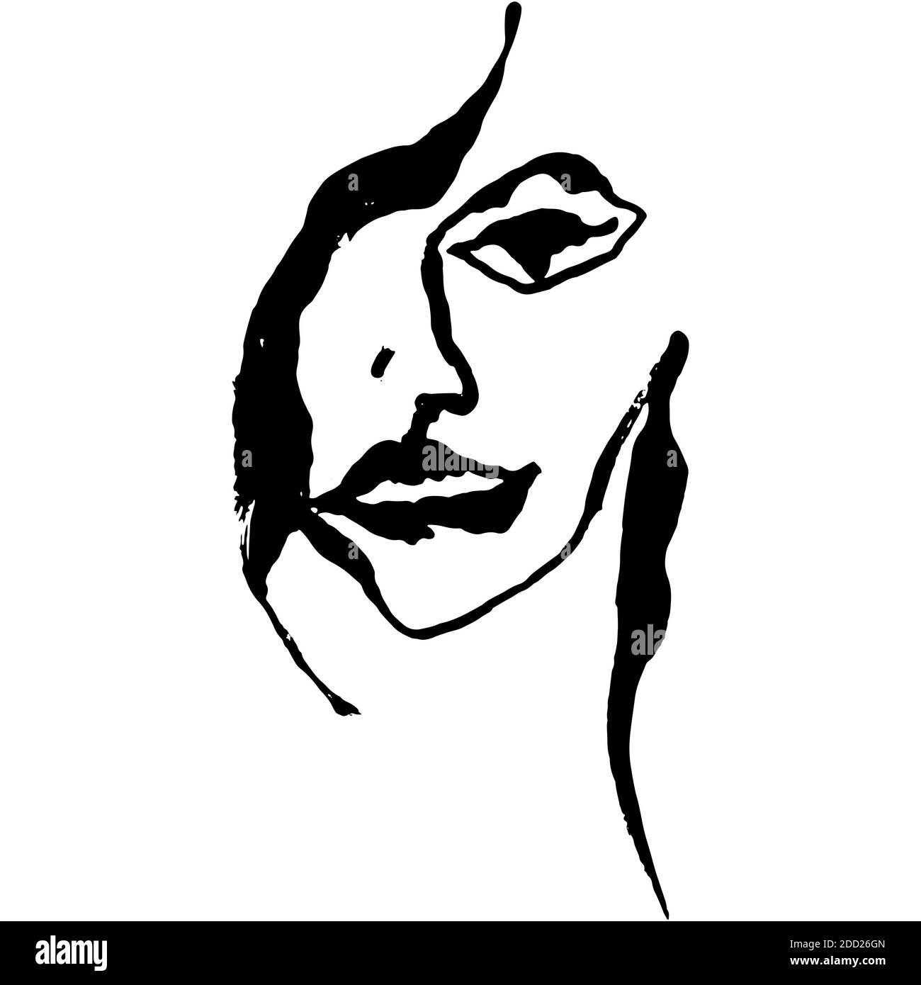 Portrait de fille abstrait peint par pinceau sec rugueux. Illustration vectorielle. Illustration de Vecteur