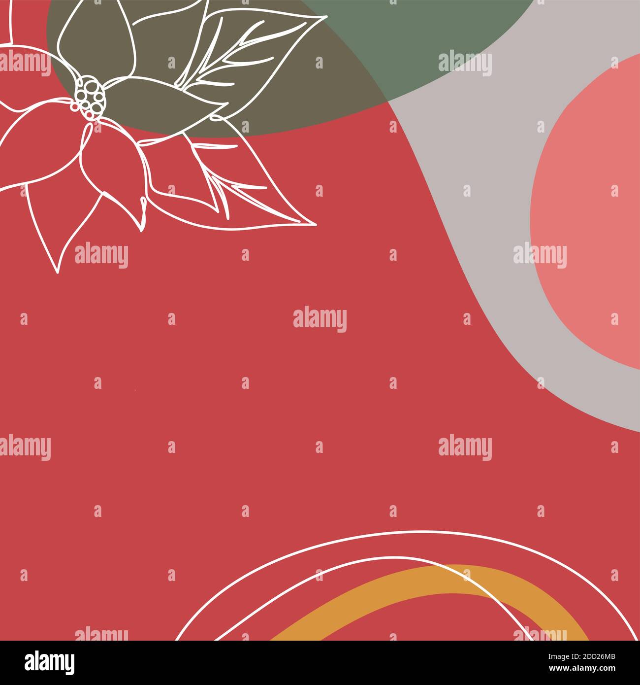 Fleur de Noël de style linéaire dessiné à la main. Illustration de Vecteur