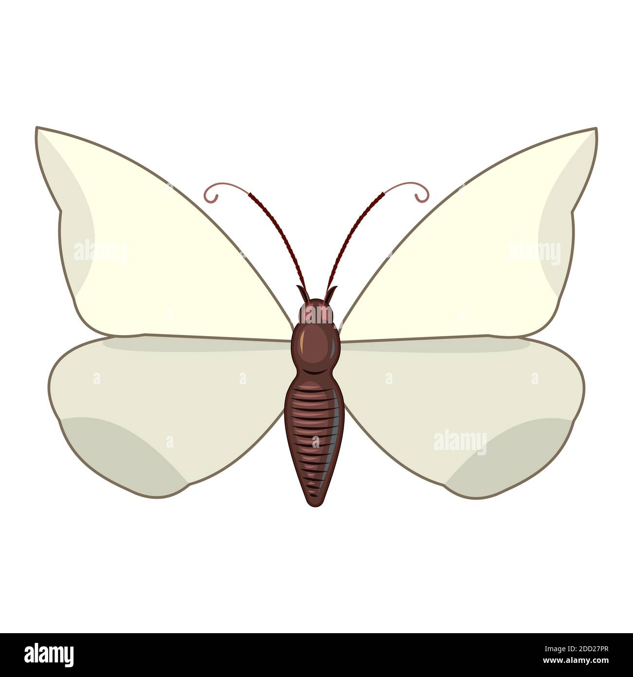 Papillon blanc sur fond isolé. Superbe composition lumineuse. Objet isolé sur blanc. Vecteur. Illustration de Vecteur