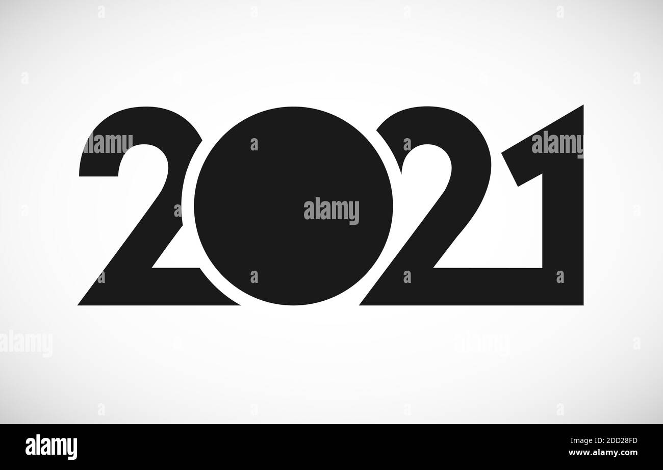 2021 UN concept de bonne année. Logotype classique. Modèle de conception graphique isolé abstrait. Chiffres de style monochrome. Idée de masque vectoriel avec Illustration de Vecteur