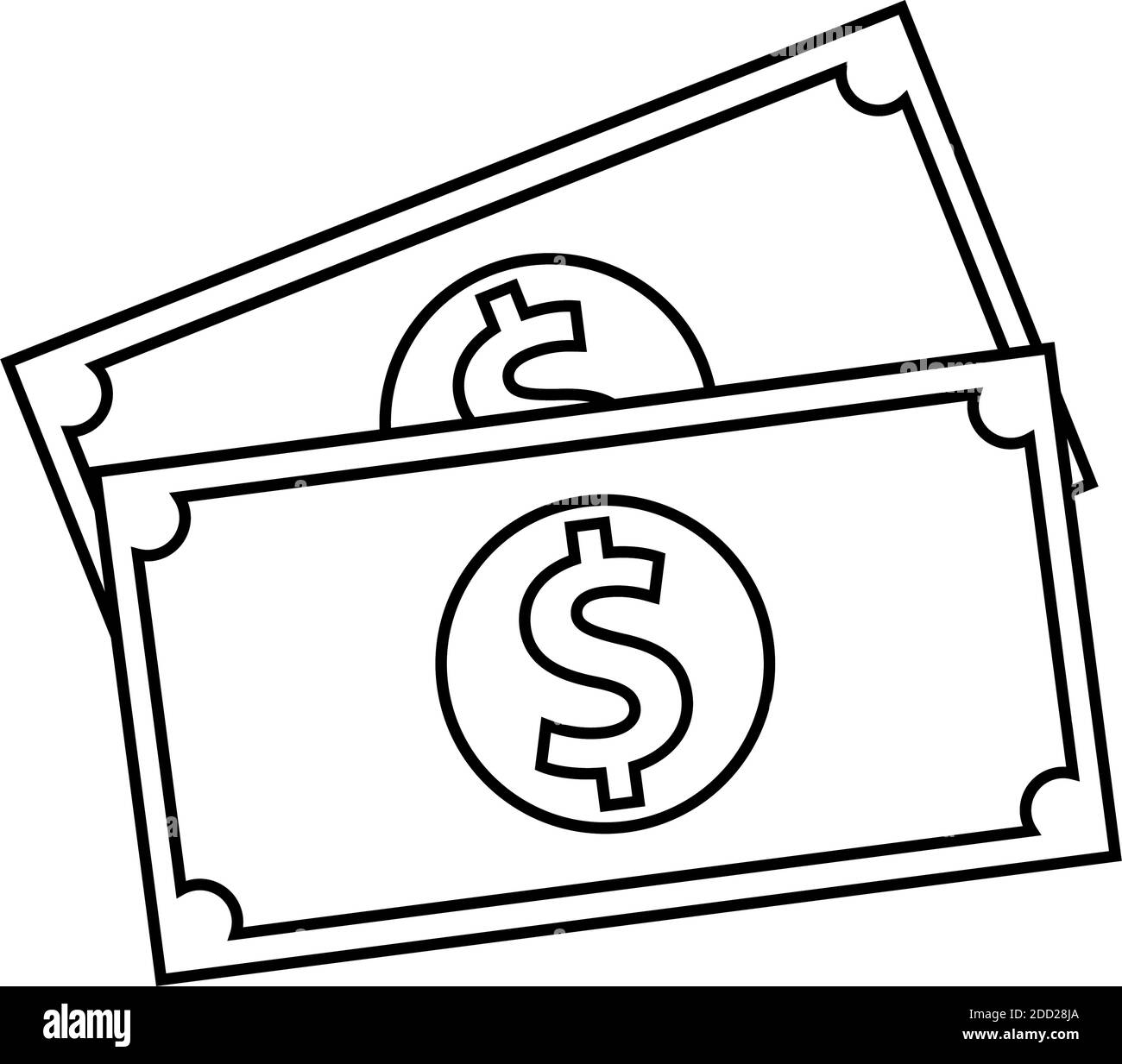 Un billet à un dollar isolé apparaît sur fond blanc icône financière ...