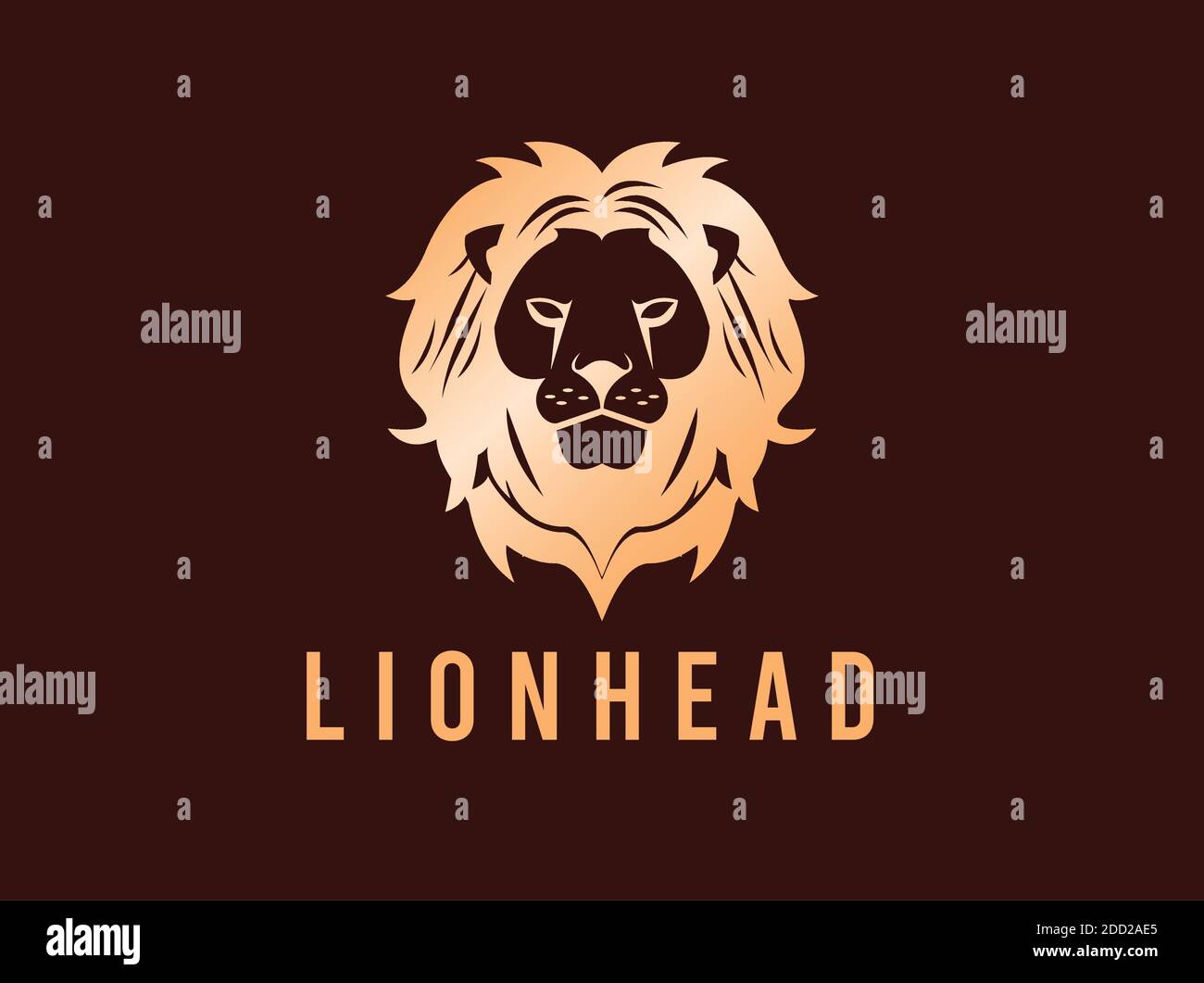 motif vectoriel doré sur le devant de la tête de lion Illustration de Vecteur