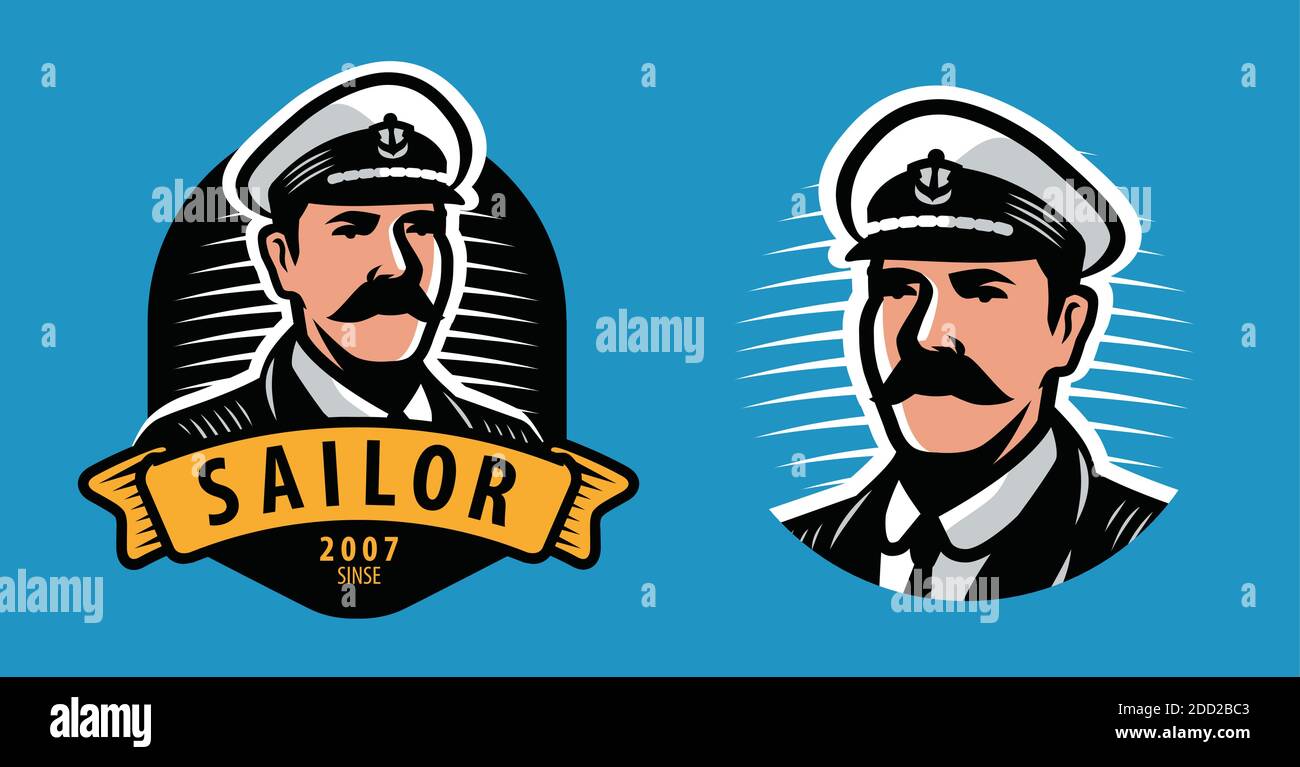 Emblème du capitaine de mer. Voile, vecteur de symbole marin Illustration de Vecteur