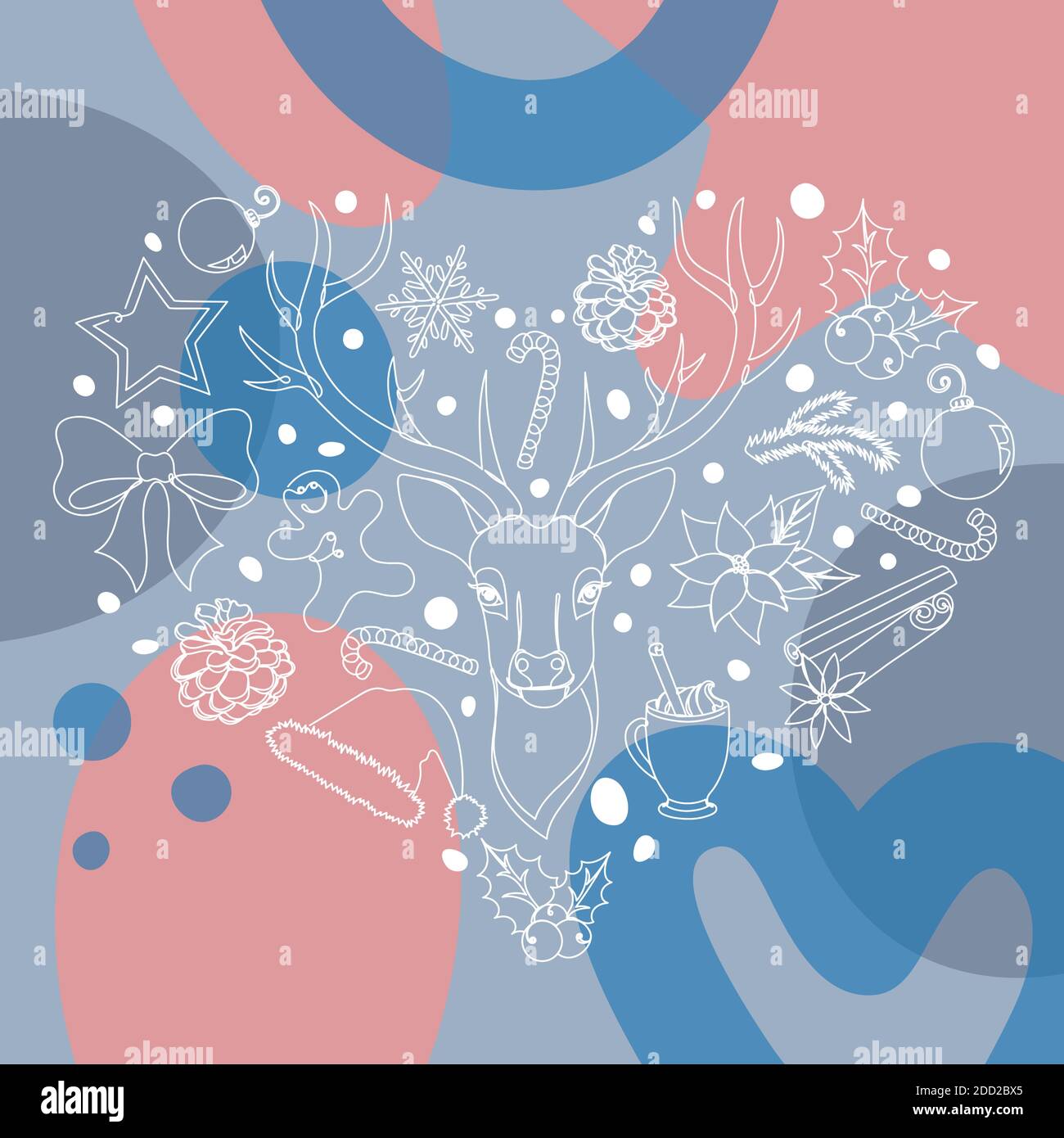 Détails de Noël dans un style linéaire dessiné à la main. Illustration de Vecteur