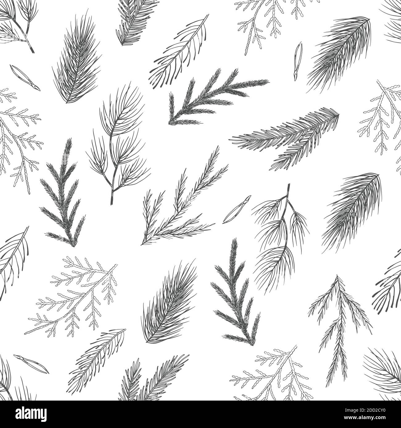 Motif sans couture avec cônes dessinés à la main, arbre de Noël. Illustration vectorielle de Noël. Illustration de Vecteur