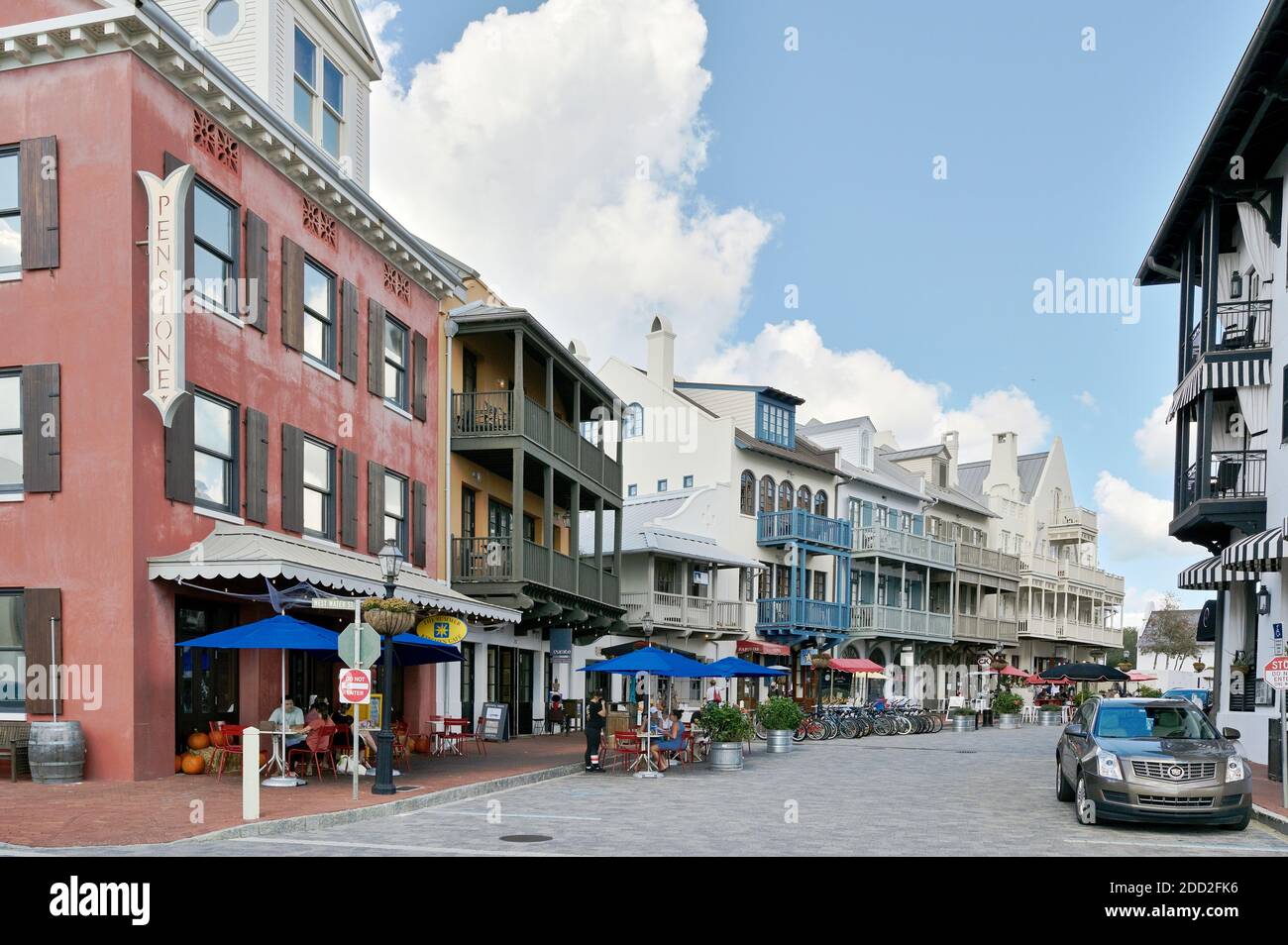 Rosemary Beach en Floride, rue main dans la côte du golfe, panhandle resort town. Banque D'Images