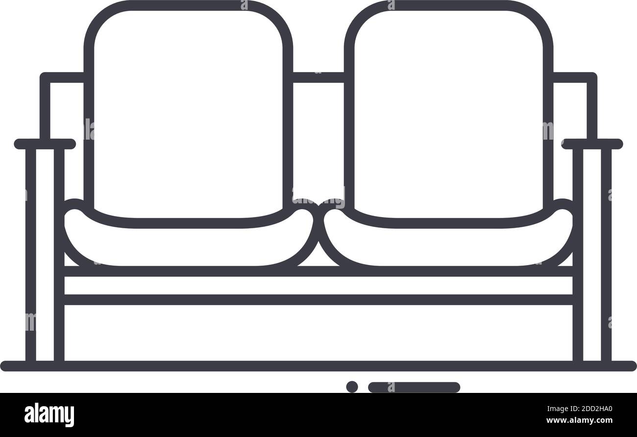 Icône de salle d'attente, illustration isolée linéaire, vecteur de ligne mince, signe de conception Web, symbole de concept de contour avec contour modifiable sur fond blanc. Illustration de Vecteur