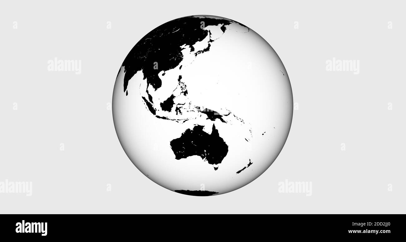 Globe terrestre de dessin animé isolé sur fond blanc. Faux globe terrestre 3D résolution 4k. Banque D'Images