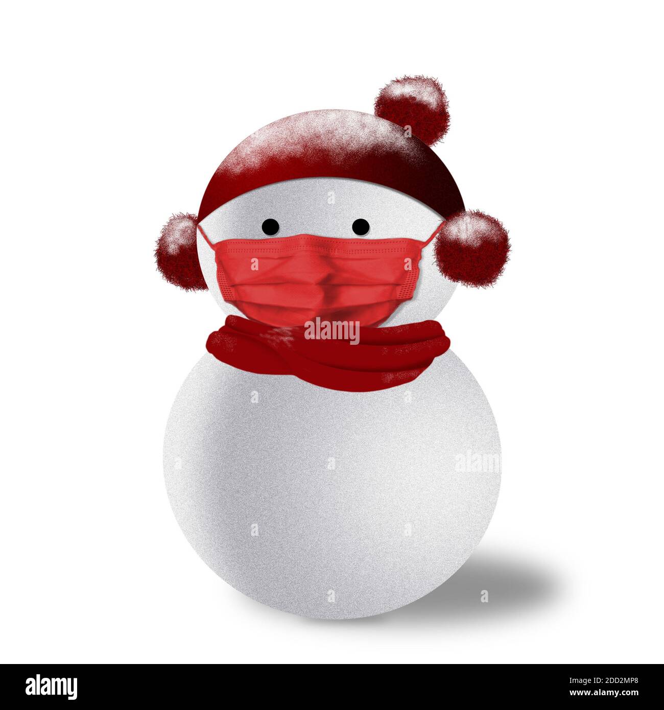 Rendu 3D du bonhomme de neige portant un masque rouge dans le concept de  Noël Covid-19 avec foulard, chapeau et cache-oreilles Photo Stock - Alamy