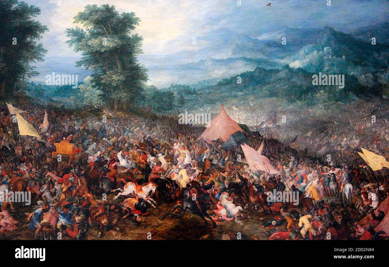 Bataille de Gaugamela - Jan Brueghel l'aîné, 1602 Banque D'Images