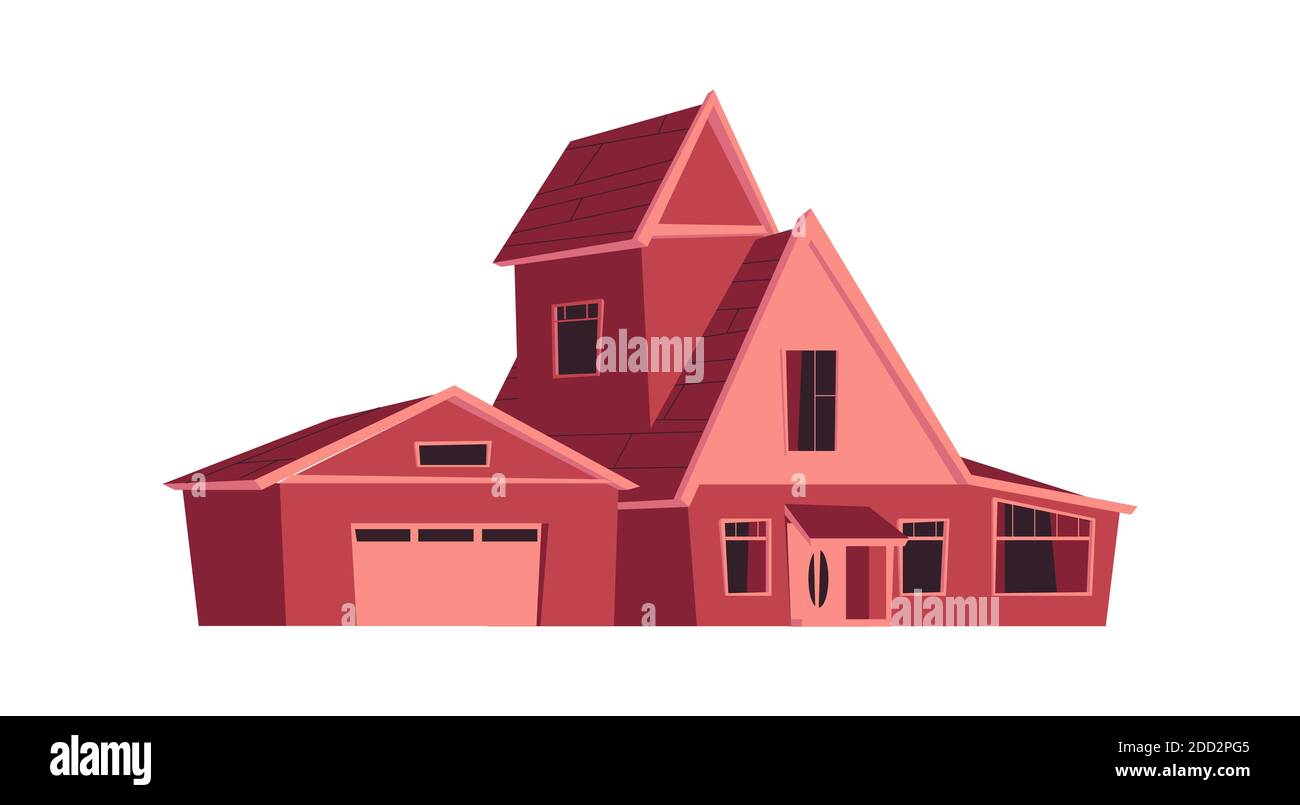 Maison bâtiment isolé, dessin animé illustration vectorielle Illustration de Vecteur