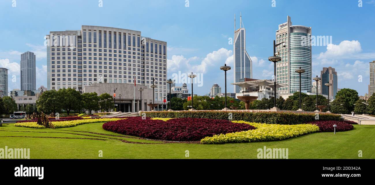 Paysage de la place du peuple de Shanghai Banque D'Images