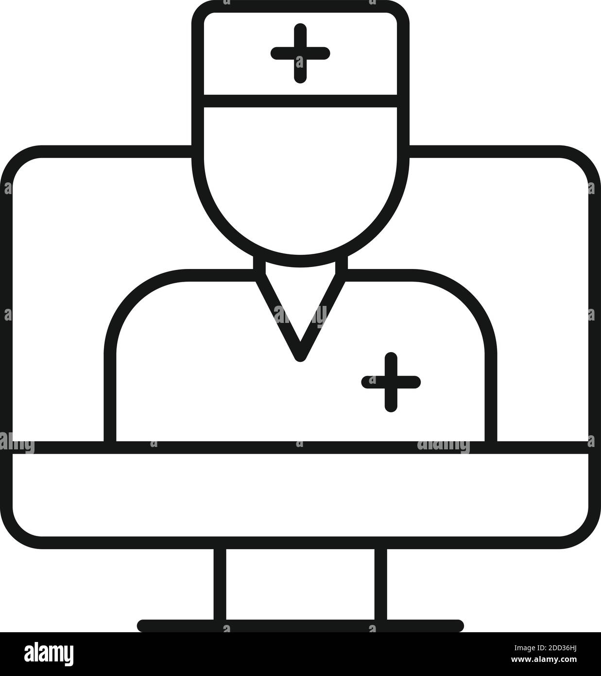 Icône de orthophoniste en ligne, style de contour Illustration de Vecteur