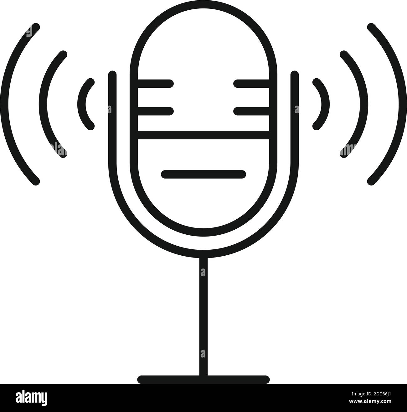 Icône du micro-orthophoniste, style de contour Illustration de Vecteur