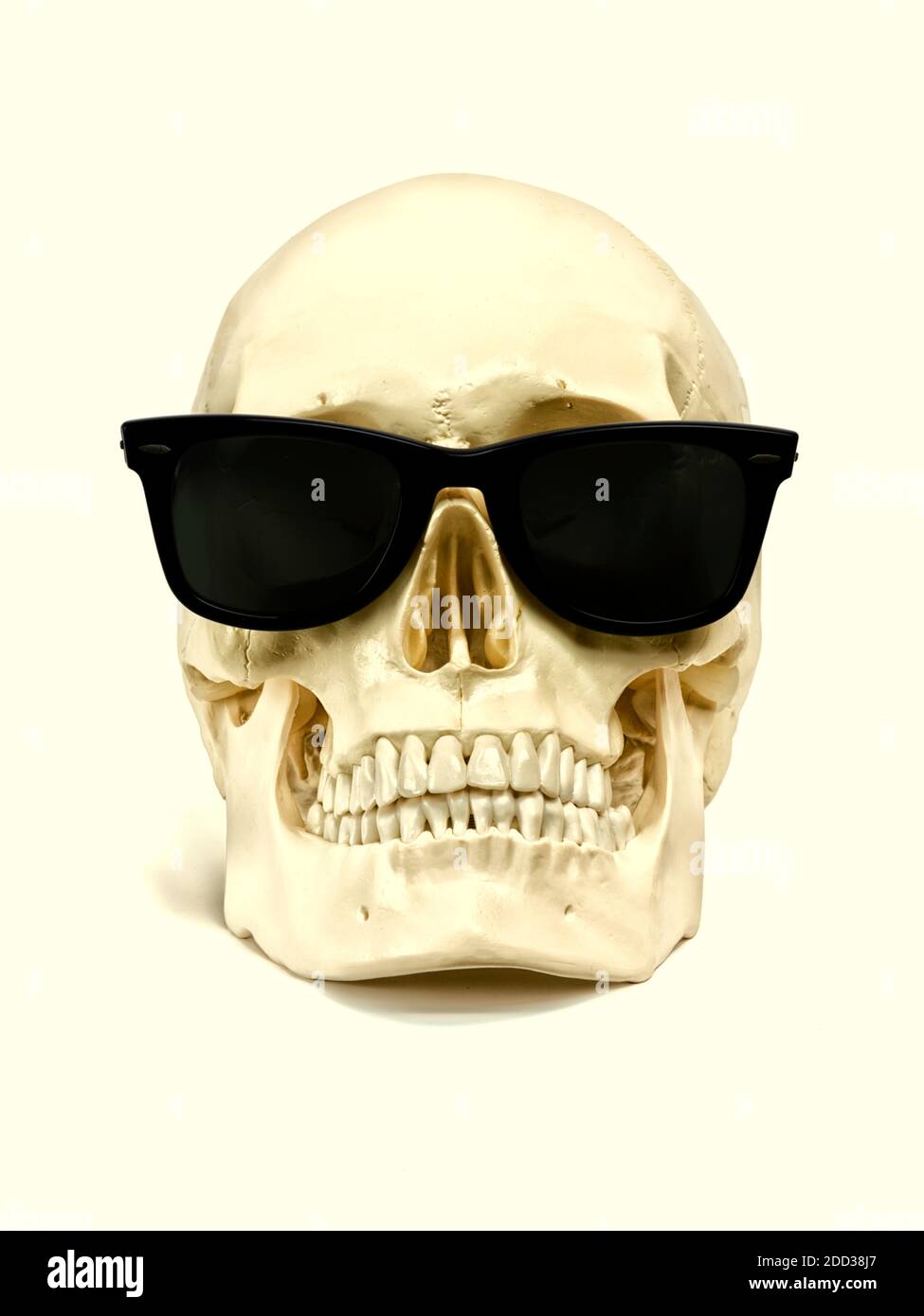 Crâne humain avec lunettes de soleil foncées Photo Stock - Alamy