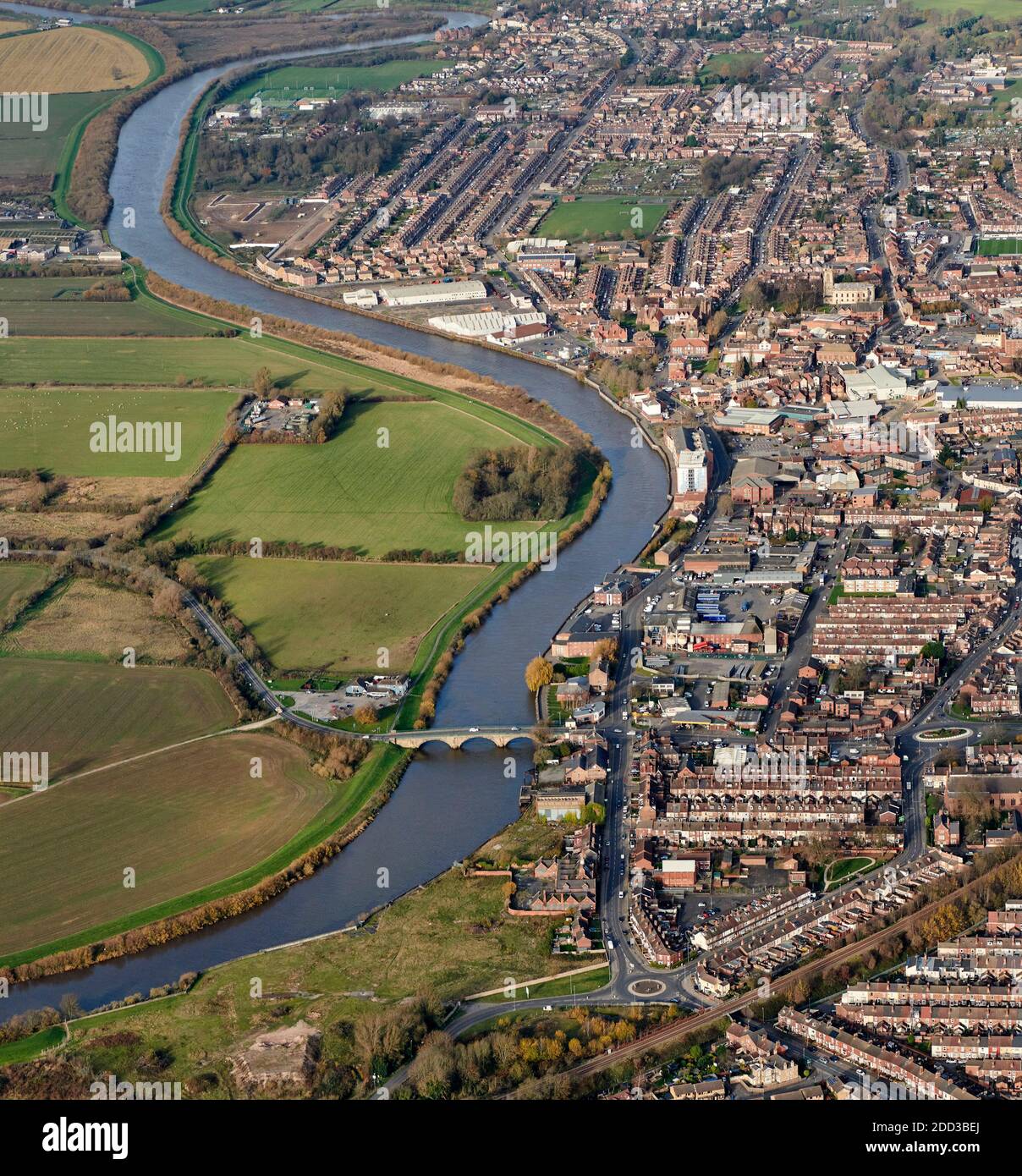 Ville rurale de Gainsborough, sur la rivière Trent, au nord de l'Angleterre, au Royaume-Uni Banque D'Images