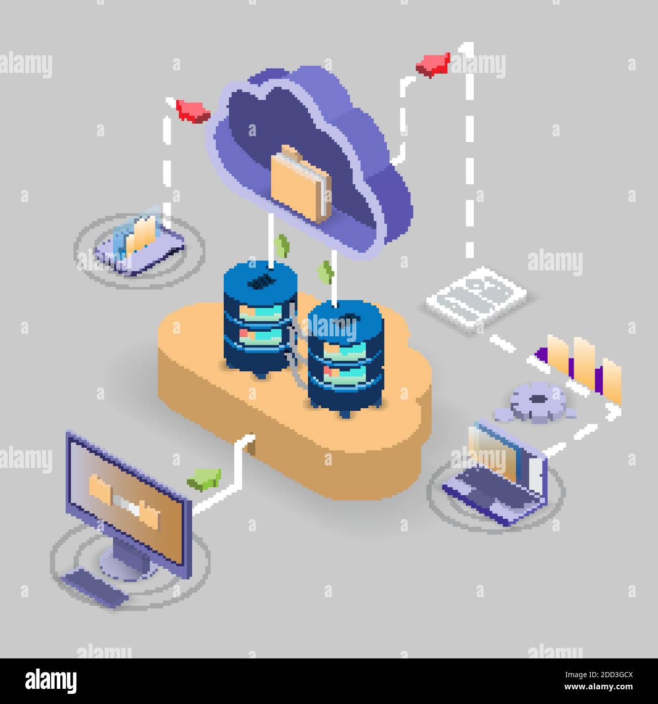 Organigramme de la technologie de stockage dans le cloud, illustration ...