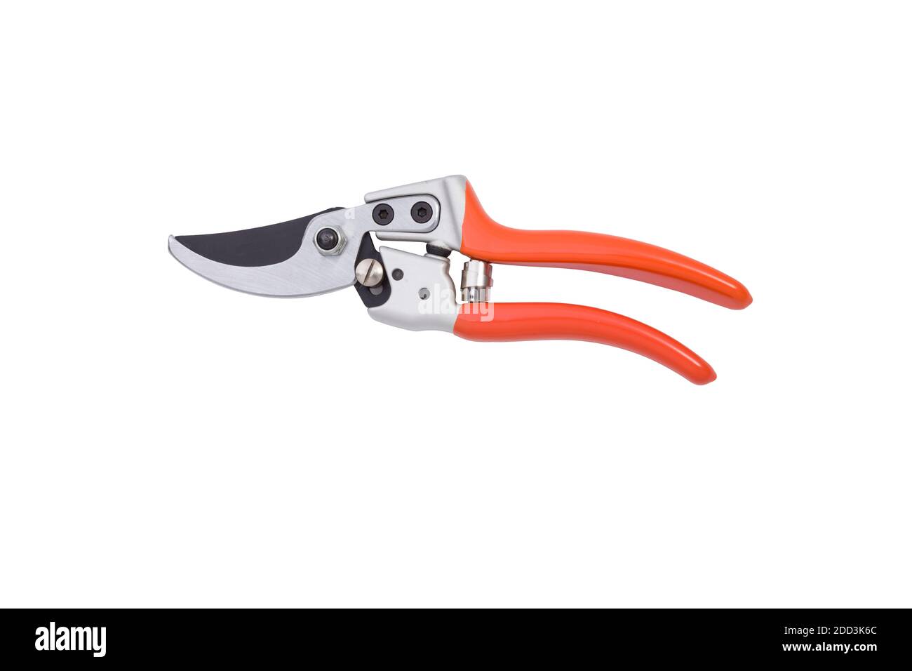 ciseaux de jardinage rouges isolés sur un fond blanc Banque D'Images