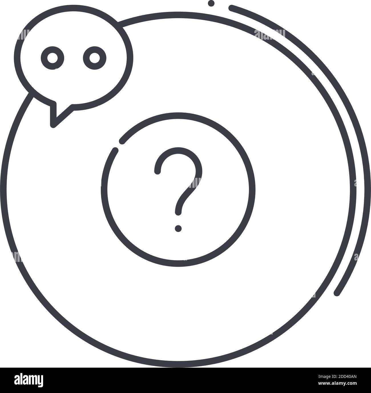 Icône de la section FAQ, illustration isolée linéaire, vecteur de ligne mince, signe de conception Web, symbole de concept de contour avec contour modifiable sur fond blanc. Illustration de Vecteur