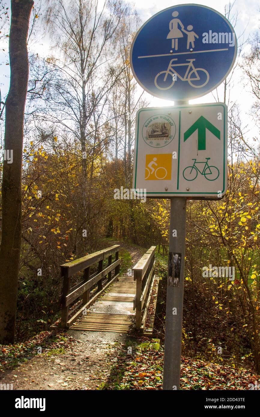 Helbigsdorf, Allemagne. 23 novembre 2020. Au milieu de la forêt, près de Helbigsdorf, dans le district de la Suisse saxonne-Ore orientale, un pont vélo et piéton est caché dans la forêt. Ce pont a été utilisé par de nombreuses personnes pendant des années pour atteindre le village voisin en vélo ou à pied, même s'il a quelques défauts structurels en raison de son utilisation et des influences environnementales. Credit: Daniel Schäfer/dpa-Zentralbild/ZB/dpa/Alay Live News Banque D'Images