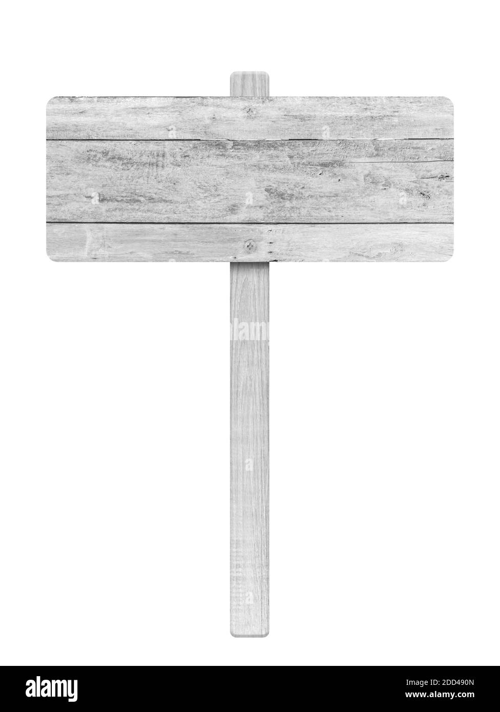 Panneau en bois blanc isolé sur fond blanc. Objet avec masque. Banque D'Images