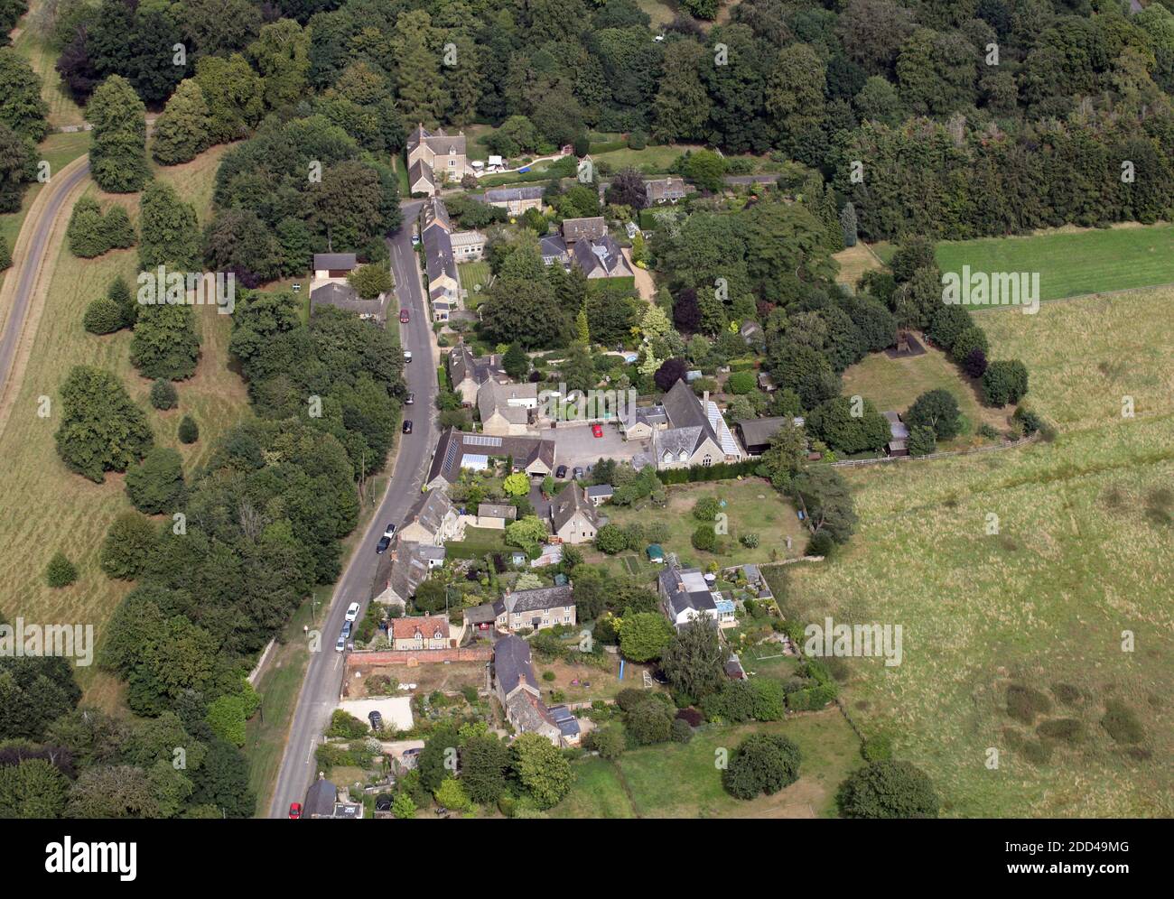 Vue aérienne d'une partie du village de Bletchingdon, près de Kidlington, Oxfordshire, Royaume-Uni Banque D'Images