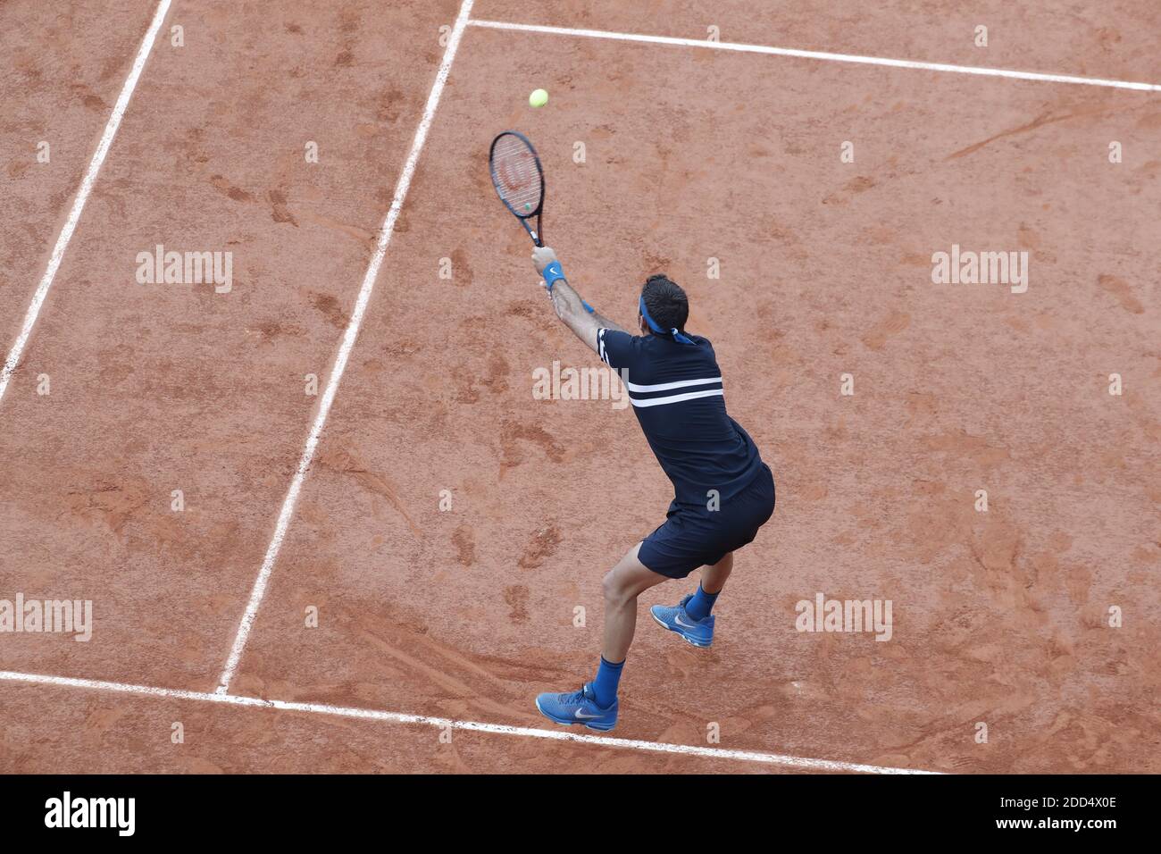 Juan-Martin Del Potro en Argentine jouant dans les 1/4 de la finale de l'Open de tennis français 2018, dans le stade Roland-Garros, Paris, France, le 6 juin 2018. Photo de Henri Szwarc/ABACAPRESS.COM Banque D'Images