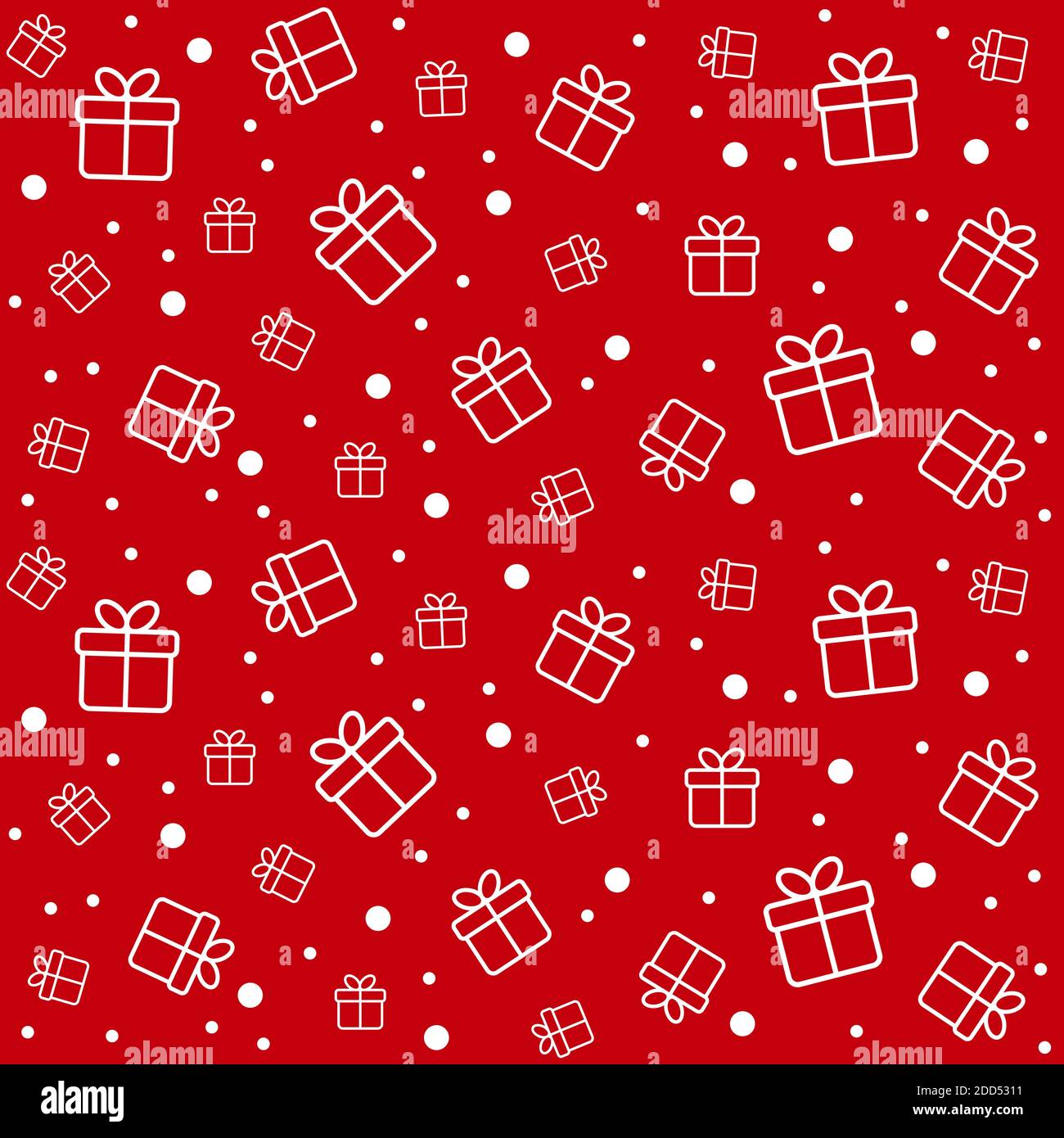 Motif vectoriel de Noël sans coutures avec boîtes-cadeaux. Fond rouge minimal pour les décorations de Noël, papier d'emballage Illustration de Vecteur