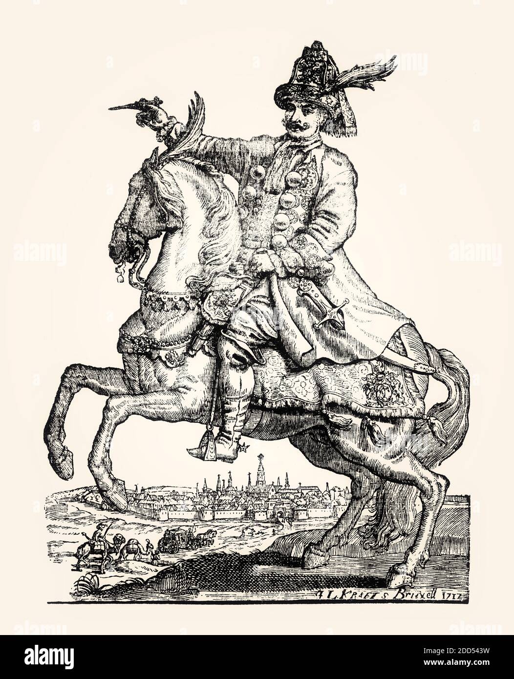 Jean III Sobieski, victoire sur les Turcs à la bataille de Vienne en 1683, coupe de bois, 1712 Banque D'Images