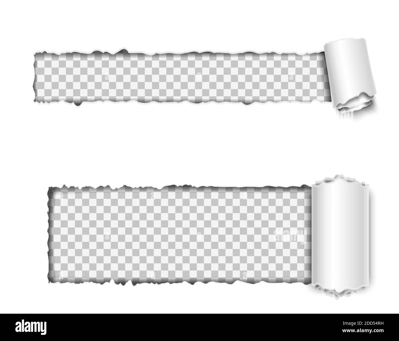 ensemble vectoriel 3d réaliste de papier horizontal déchiré sur fond blanc, modèle avec espace pour le texte. Illustration de Vecteur