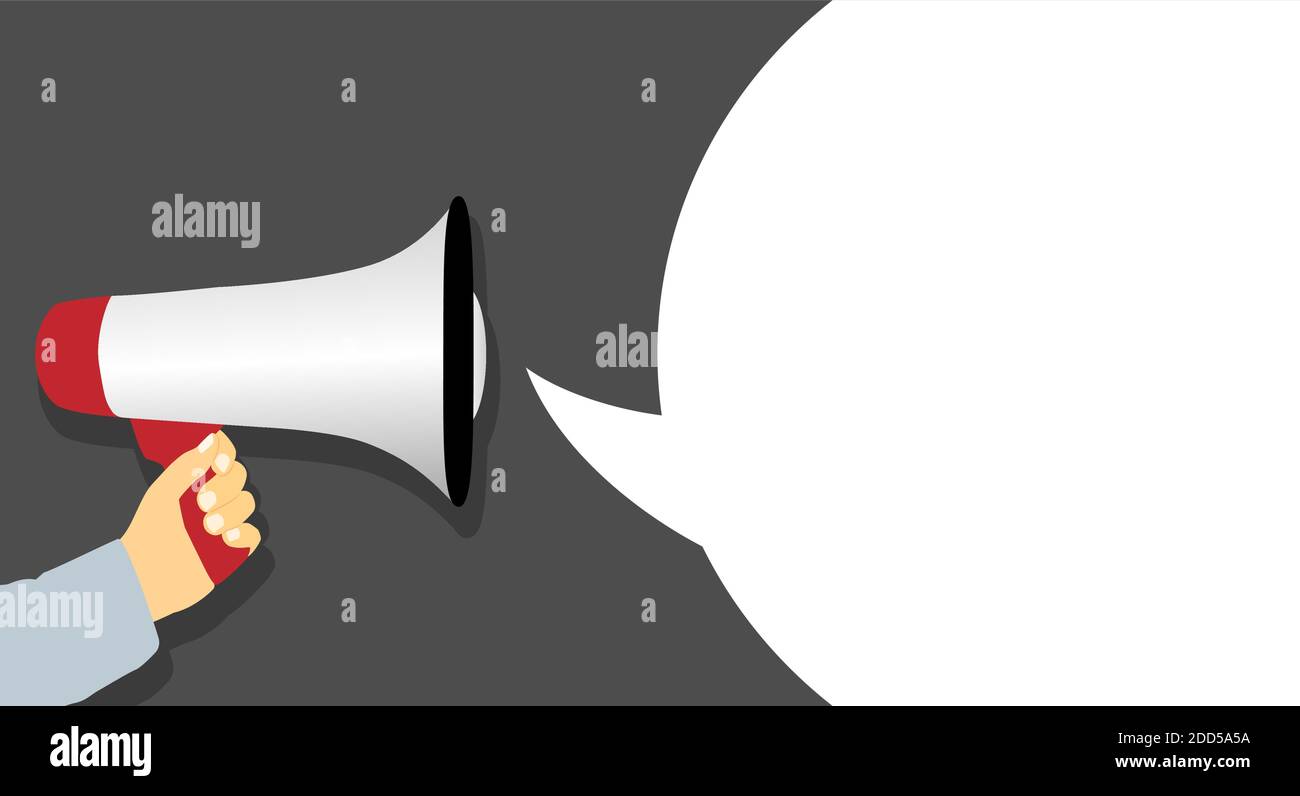 modèle de message au mégaphone avec illustration du vecteur de bulle vocale Illustration de Vecteur