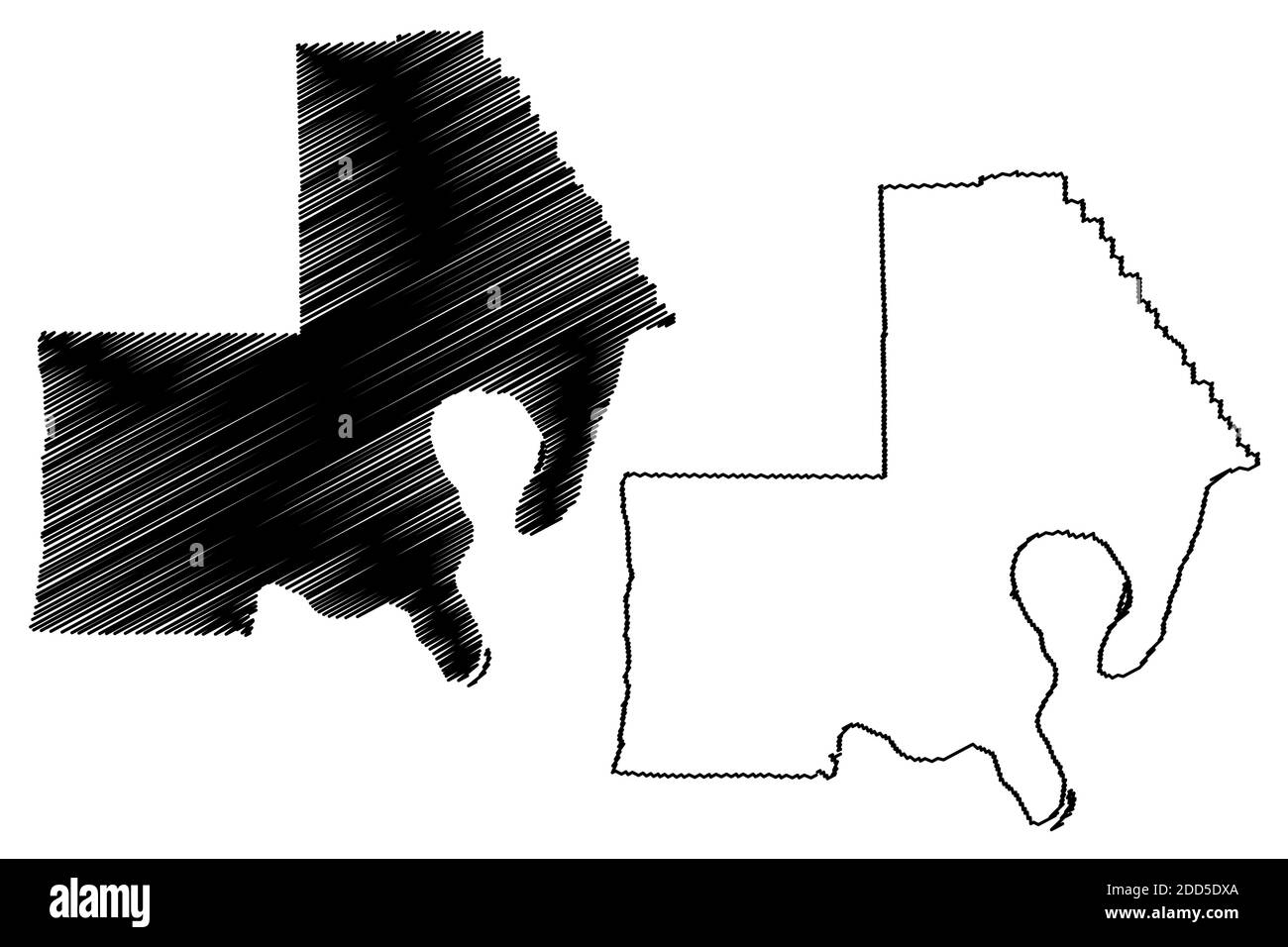 New Madrid County, Missouri (comté des États-Unis, États-Unis d'Amérique, États-Unis, États-Unis) illustration vectorielle de la carte, croquis de griffonnage carte du Nouveau Madrid Illustration de Vecteur