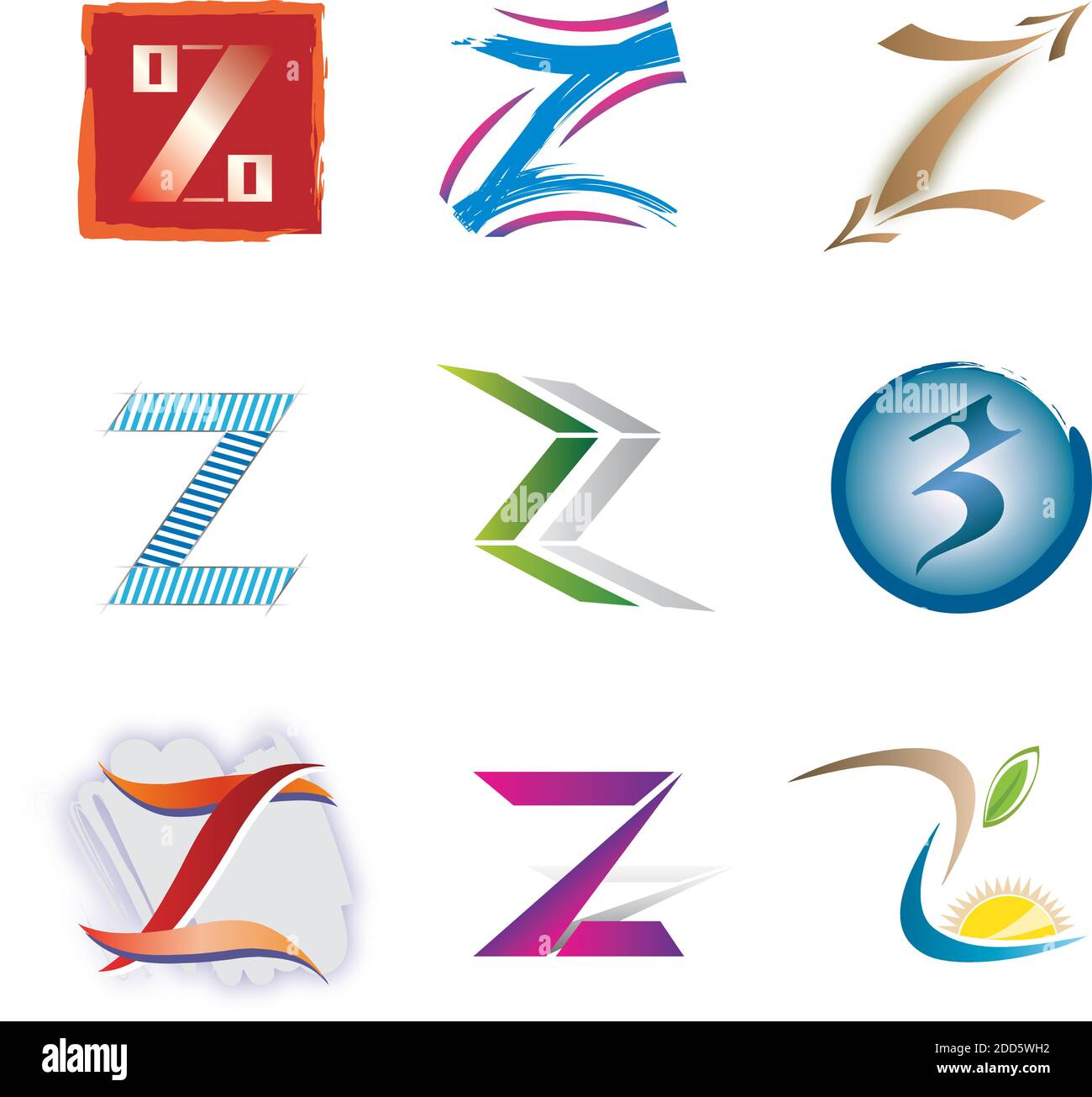 Jeu d'icônes/éléments de lettre décorative S pour le logo Design - multicolore Illustration de Vecteur