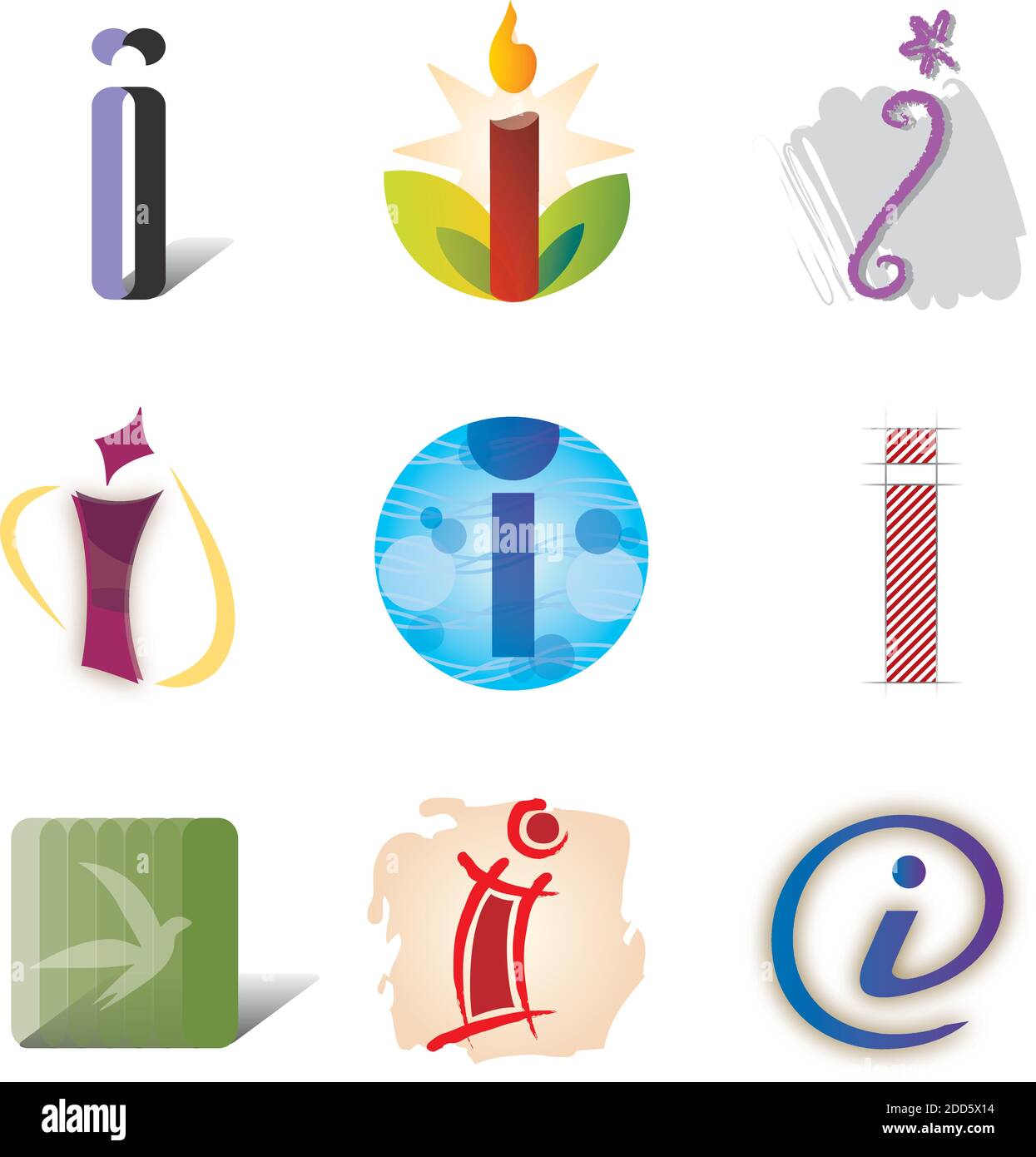Jeu d'icônes de lettre I décorative - éléments pour le logo Design - multicolore Illustration de Vecteur
