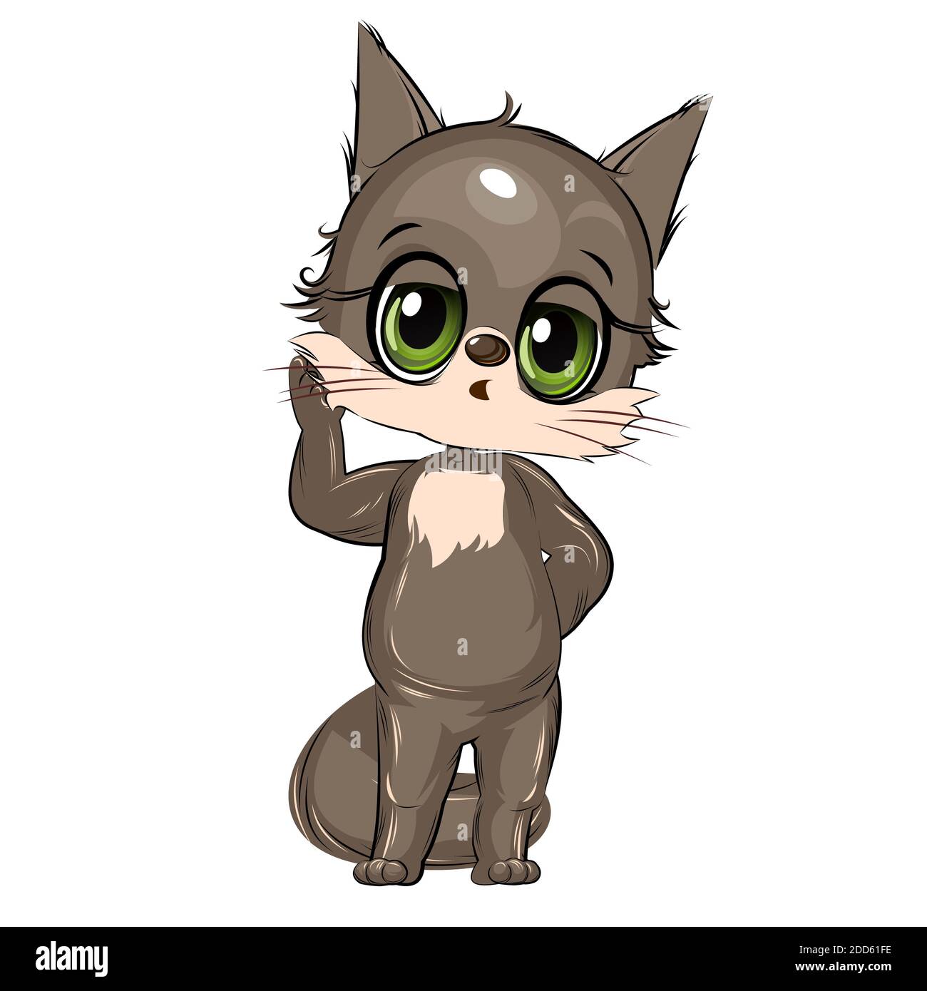 Petit Kitten. CUB Kitty. Joli animal drôle. Enfant. Style de dessin animé. Isolé sur fond blanc. Banque D'Images