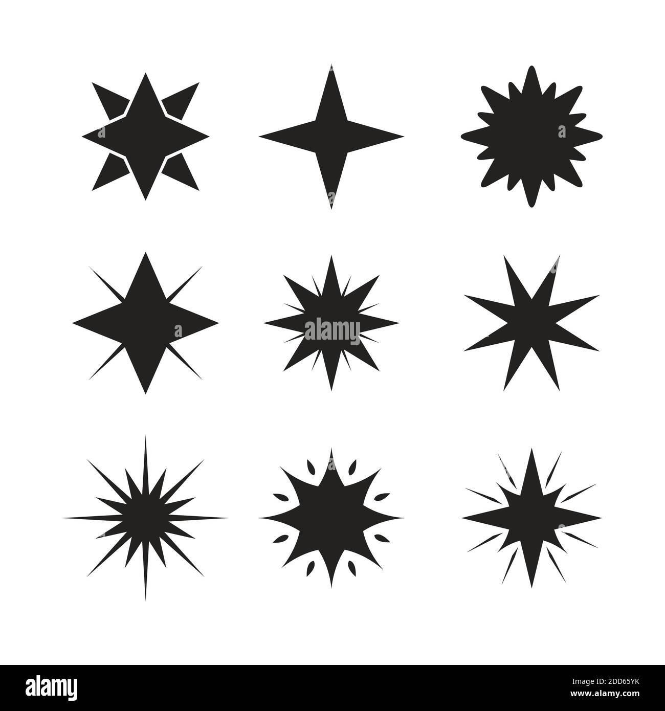 ensemble de style silhouette en forme d'étoile, motif vectoriel Illustration de Vecteur