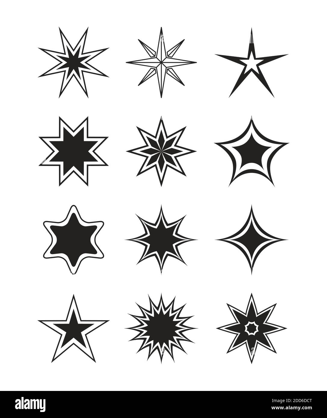 ensemble de symboles style silhouette en étoile à motif vectoriel Illustration de Vecteur