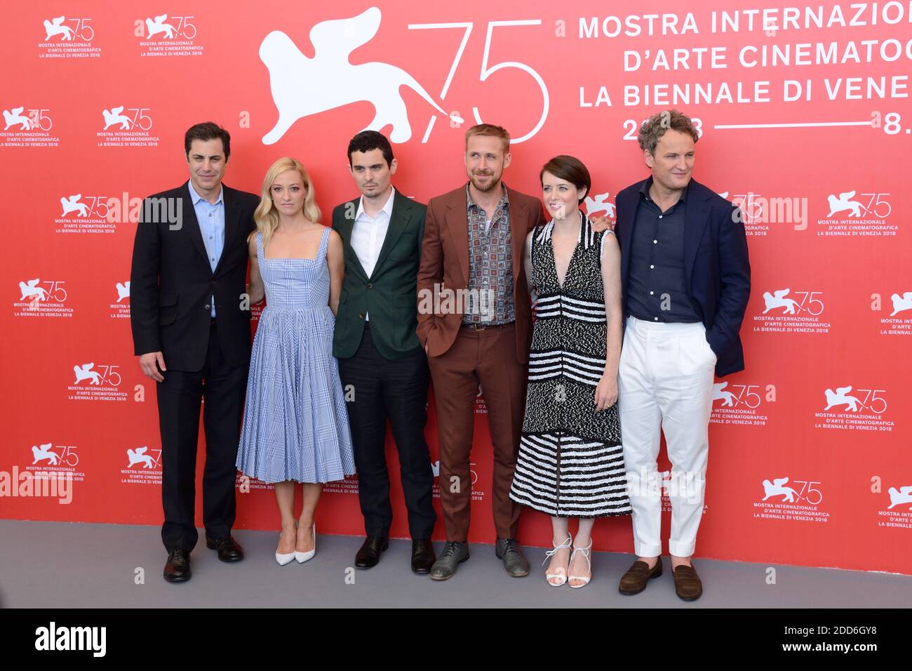 Damien Chazelle, acteurs Ryan Gosling, Claire Foy, Jason Clark, Olivia Hamilton et Josh Singer, scénariste, participant au First Man Photocall dans le cadre du 75e Festival International du film de Venise (Mostra) à Venise, en Italie, le 29 août 2018. Photo d'Aurore Marechal/ABACAPRESS.COM Banque D'Images