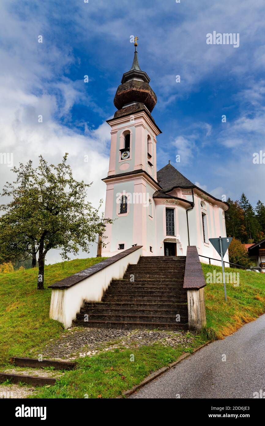 Église de pèlerinage Maria Gern près de Berchtesgaden en Land de Berchtesgadener, Bavière, Allemagne. Banque D'Images